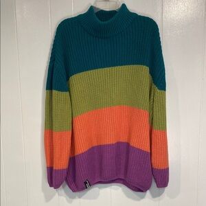 Notice the Reckless Sweater Oversized Turtleneck Mock Vibrant Outdoor 90s OS